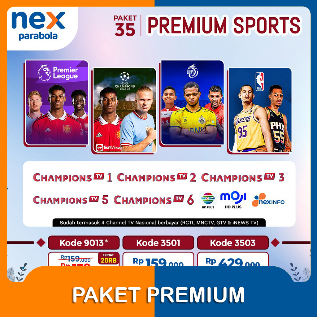 Nex Parabola Paket Premium Sports 30 Hari (Promo)