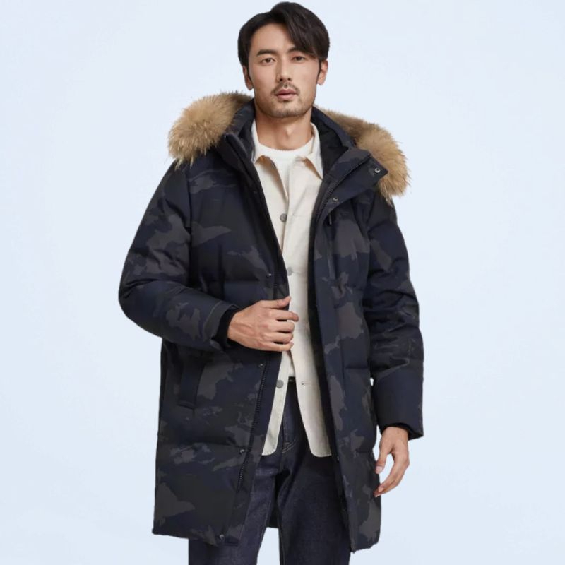 Jaket long coat pria musim dingin jaket jubah hoddie bulu jaket winter panjang