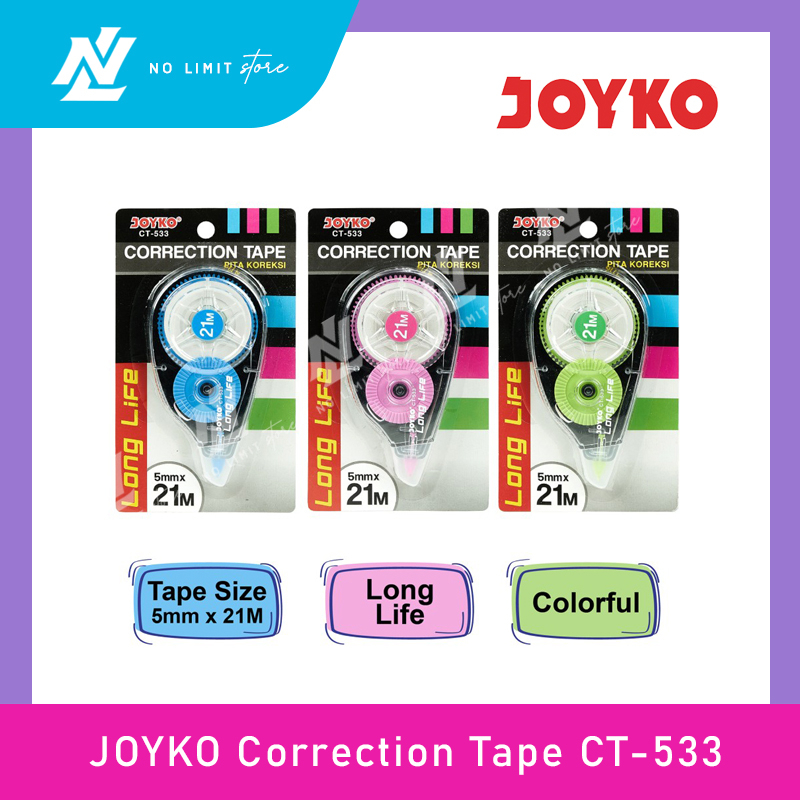 

JOYKO Correction Tape CT 533 - Tip Ex Kertas Roll Joyko CT-533 - Tip Ex Roll 21 Meter