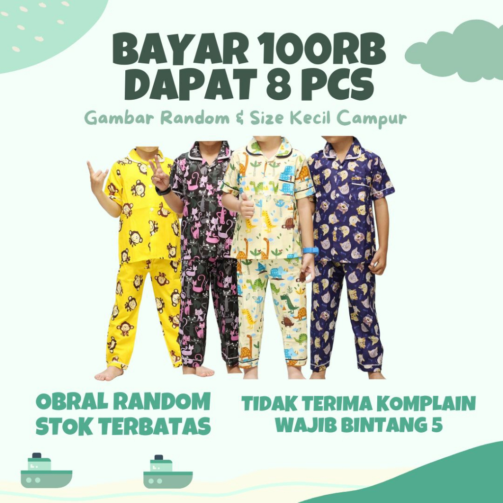 OBRAL PIYAMA ANAK 1-4 TAHUN RANDOM BAJU TIDUR ANAK LAKI LAKI PEREMPUAN