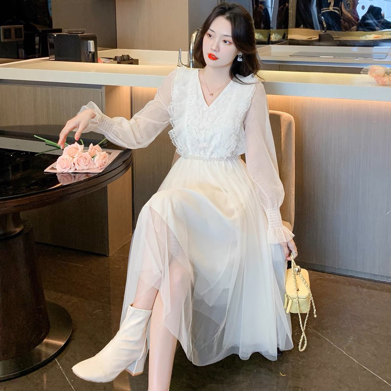 [READY STOCK FAIRLADY] LD 88-96 Sienna Ivory Brukat Lace Dress Wanita Korean Style Premium P1