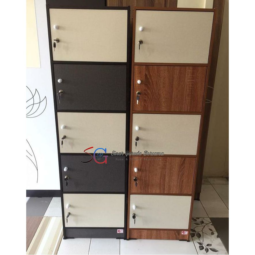 RAK 5 TINGKAT FULL KUNCI / LEMARI SERBAGUNA 5 SUSUN COCOK UNTUK ANAK KOS