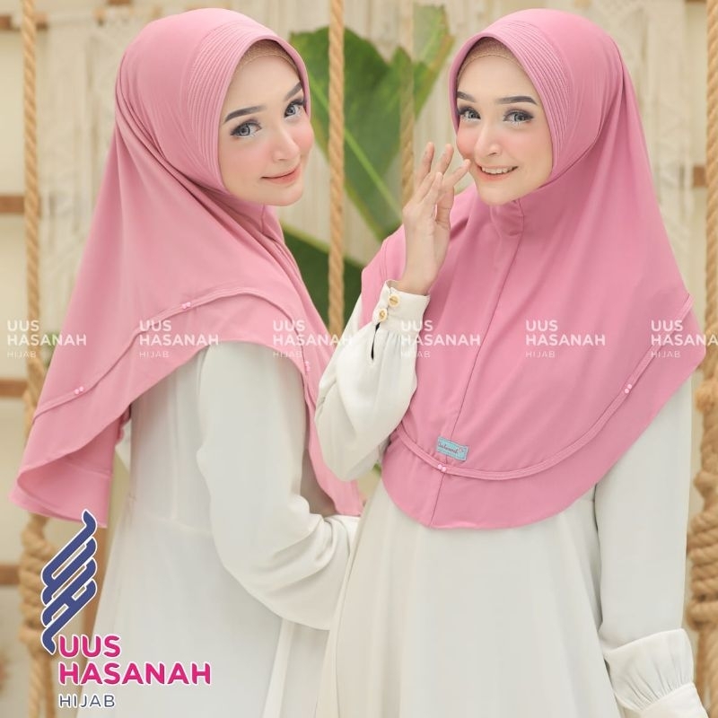 (Uus Hasanah) ZINET •jilbab instan jersey ballerina•hijab instan list mutiara