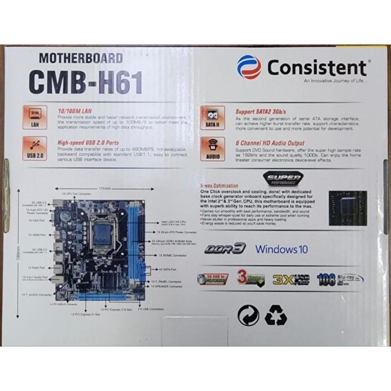 Motherboard Consistent H61 DDR3 LGA 1155