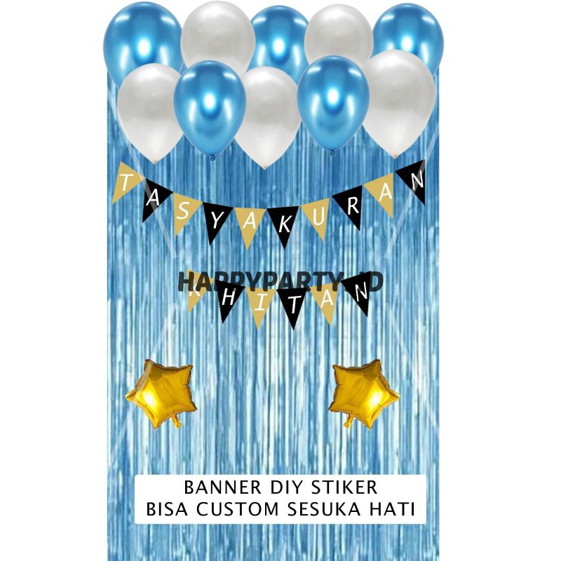 PAKET DEKORASI SIMPLE TASYAKURAN KHITAN BANNER DIY
