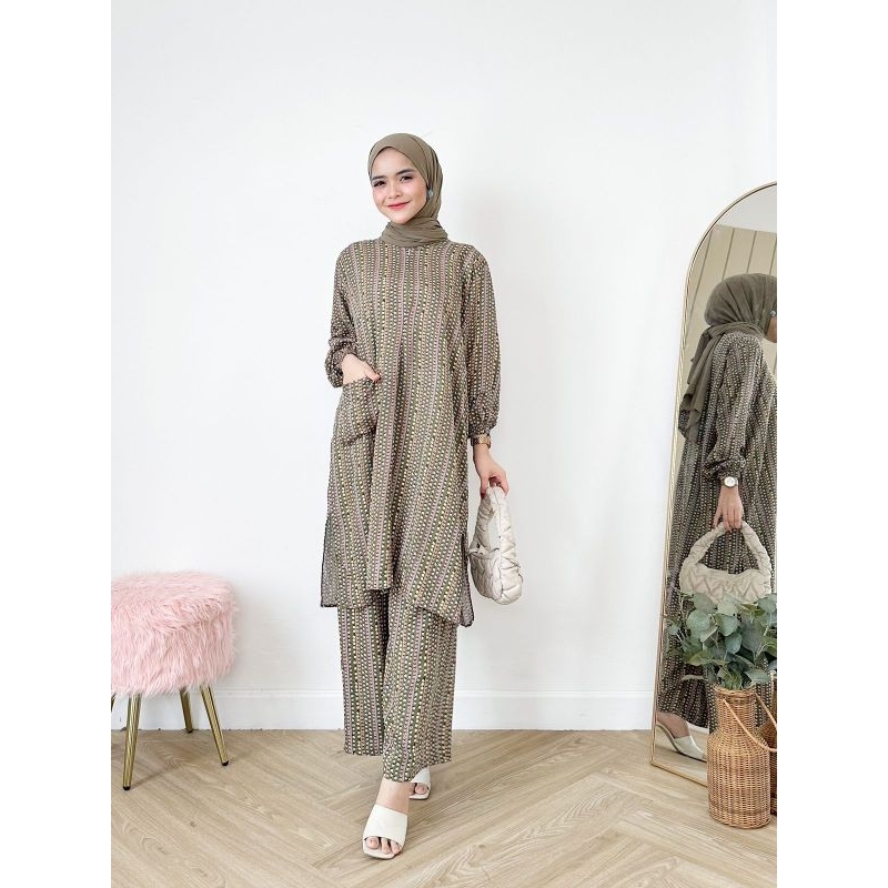 Arumi Set HD.id / One Set Tunik Motif / One Set Panjang Rayon / One Set Muslimah