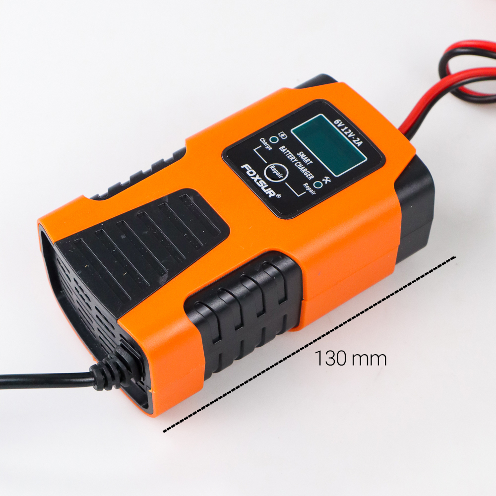 FOXSUR Charger Aki Mobil Lead Acid Smart Battery Charger 6V/12V 4-40Ah - FBC061202D - Orange