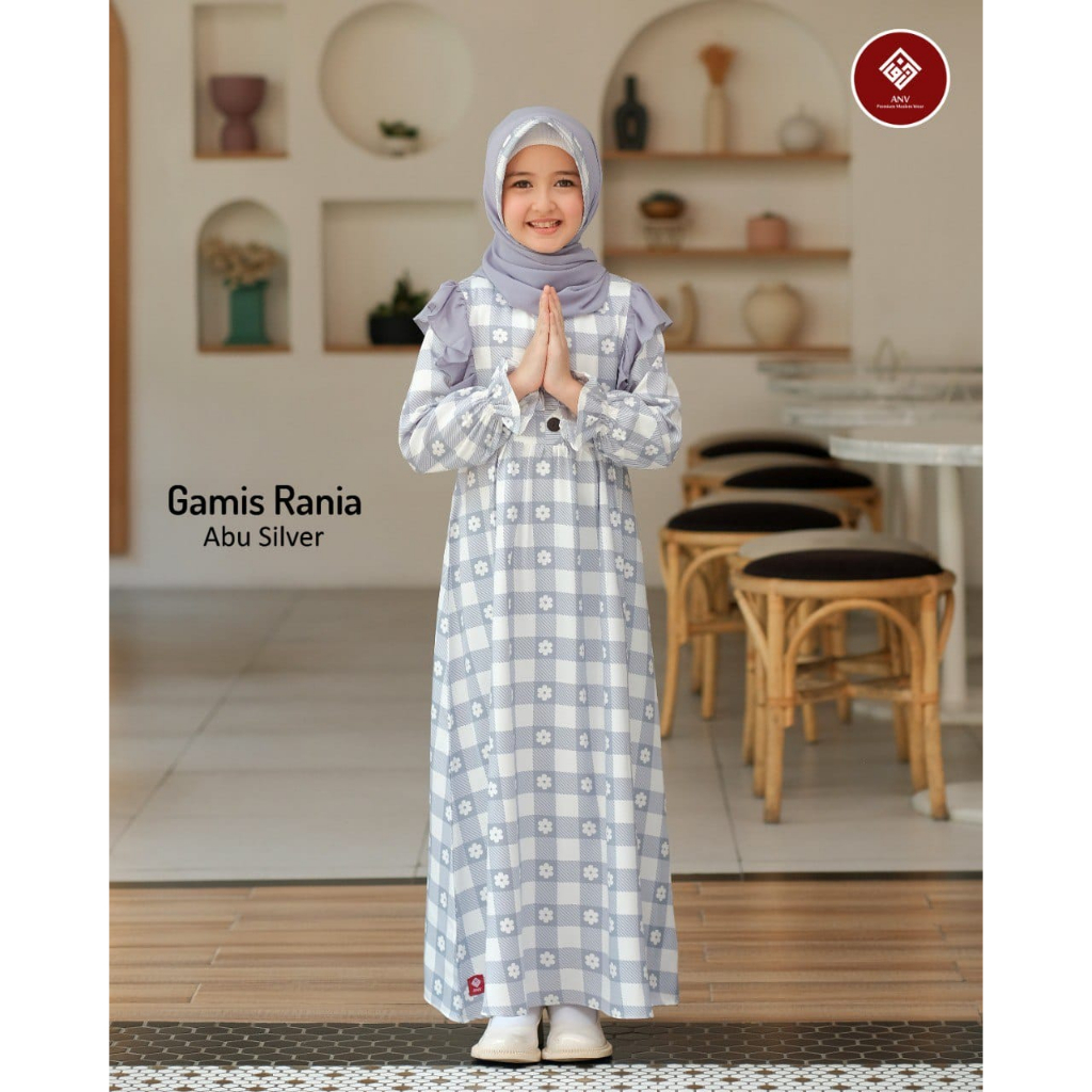 Gamis Anak Rania ANV Size 3 - 4 Tahun Warna Abu Silver Gamis Anak Balita Pakaian Muslim Anak Kecil