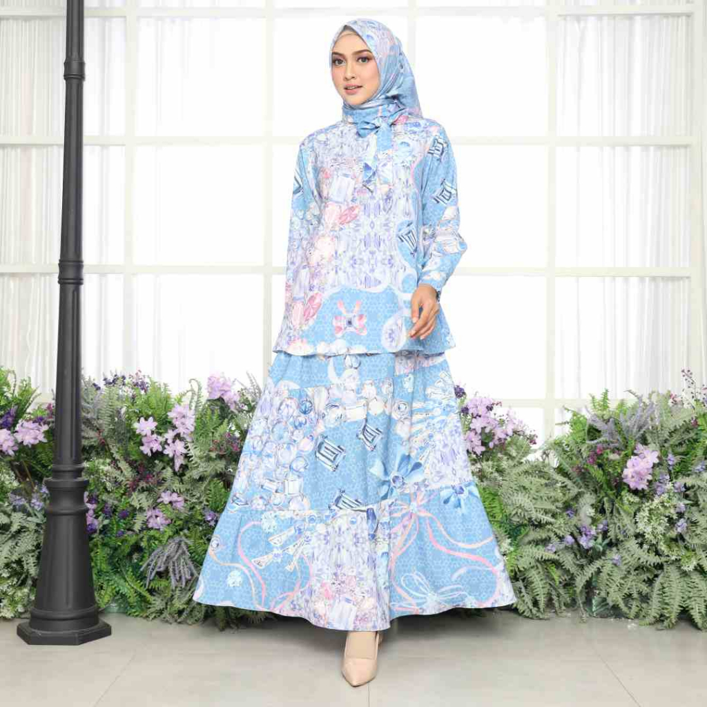 One Set Satin Premium | Atasan Rok Rample Motif |  Milady One Set
