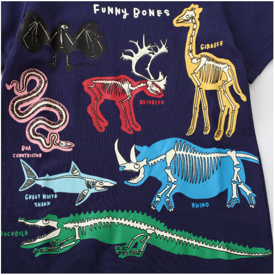 babyfit [2-7thn] FUNNY BONES baju atasan anak cowok blus glow in the dark import ydm-0407