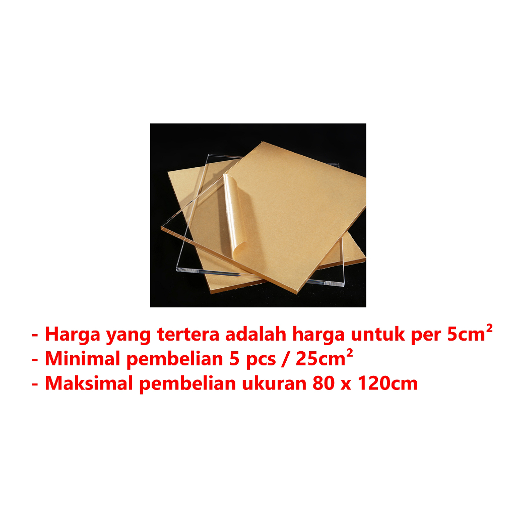 [HAEBOT] Akrilik 3mm Bening Transparan Ukuran Potongan Custom Acrylic Clear Persegi Kotak Per 5cm