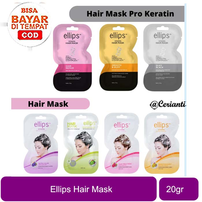 [MASKER RAMBUT | KERATIN | 20GR | BPOM] ELLIPS HAIR MASK with Pro-Keratin sachet 20gr / masker vitamin rambut ellips elips_Cerianti