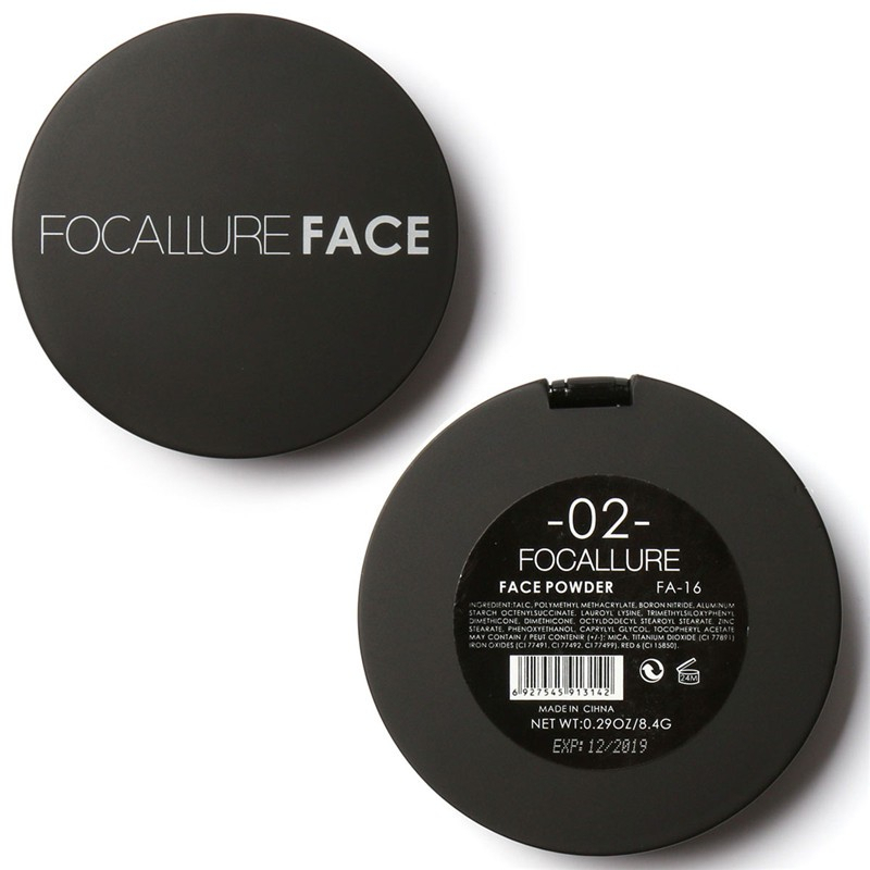 FOCALLURE Oil-control Pressed Powder With Sponge Matte Bedak Padat 3 Colours