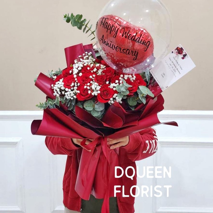 rose bouquet buket bunga kado anniversary wisuda wedding sidang ultah gift 2402