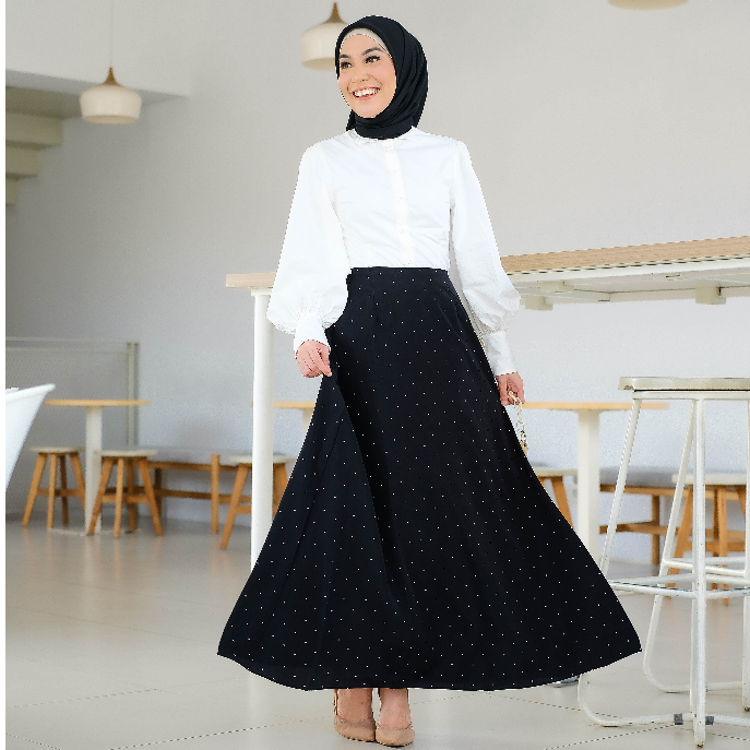 Nizwa Rok Polka Lebar (Rok A Line, Rok Syar'i, Rok Lebar, Rok Polka Hitam, Rok Lucu, Rok Muslimah)