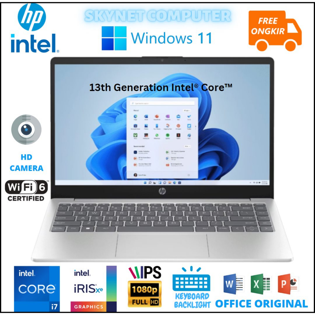 HP LAPTOP EP0022TU INTEL CORE i7 1360p RAM16GB SSD512GB IRIS XE FHD IPS WINDOWS 11 DAN OFFICE 2021 ORIGINAL