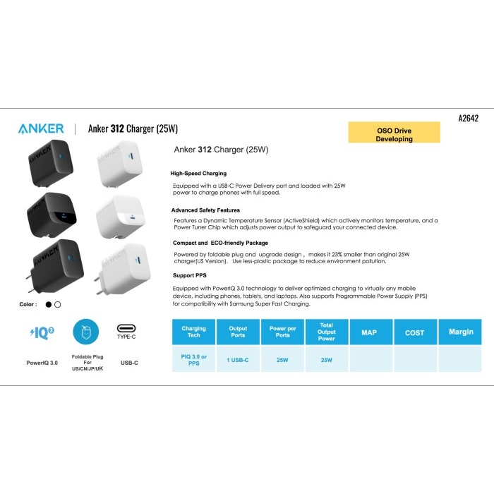 Anker PowerPort 312 Charger PD 25W - SKU A2642 - Garansi Resmi 18 Bulan