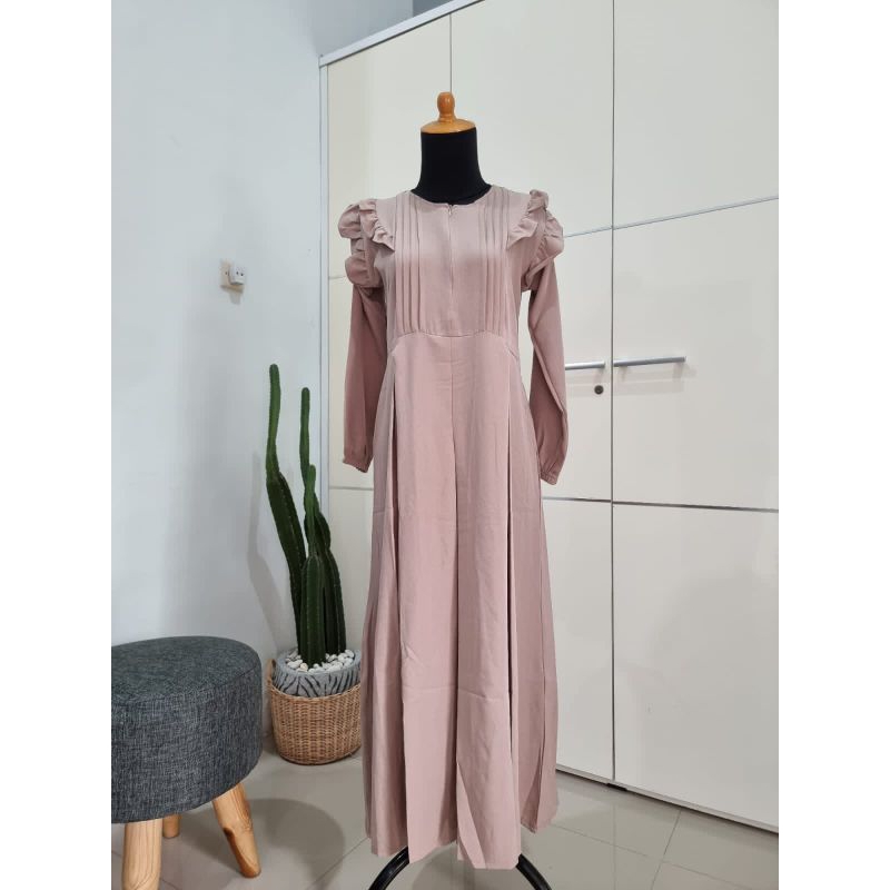 [Syiraas] - Rhenna Dress Gamis Lipit Bahan Shakila Premium
