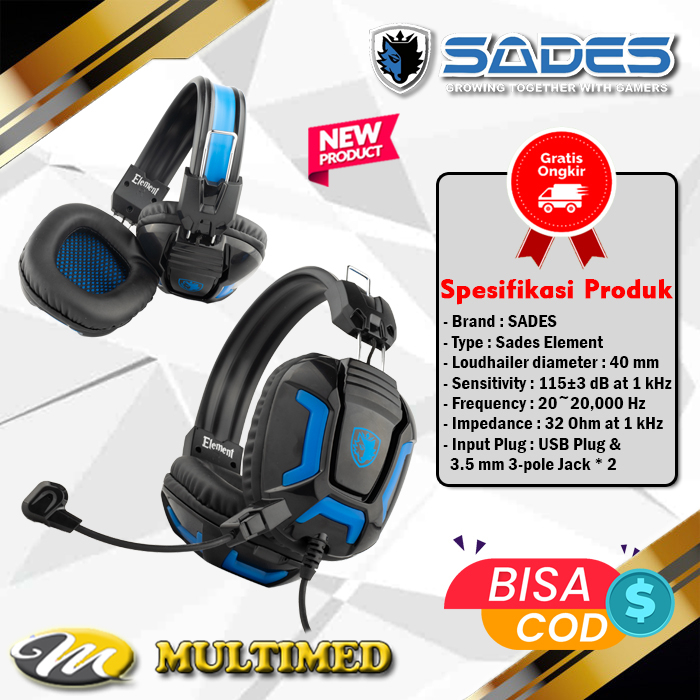 Headset Gaming Stereo Sades Element Gaming Headset Element Sades