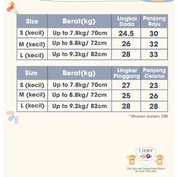 Setelan anak Libby Baju kutung Celana Pendek SML 1stel