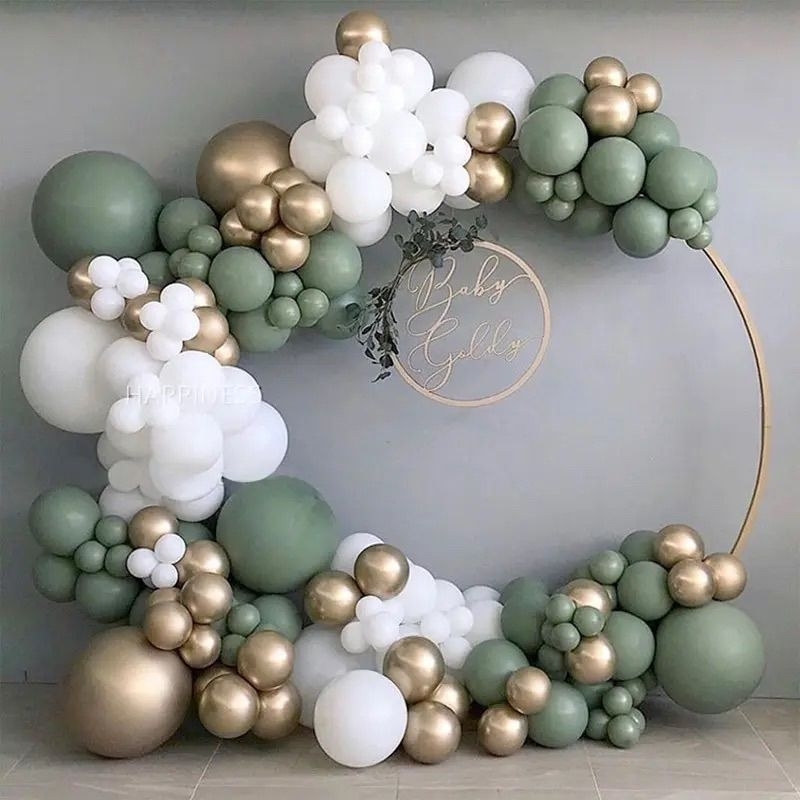PAKET BALON DEKORASI WHITE AVOCADO GOLD