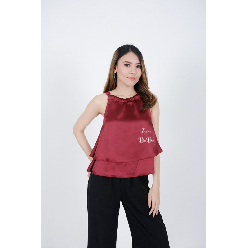 Love Bebe - Bianca Top MAROON - FREE SIZE - Atasan Wanita - Tanktop Wanita - Korean Fashion