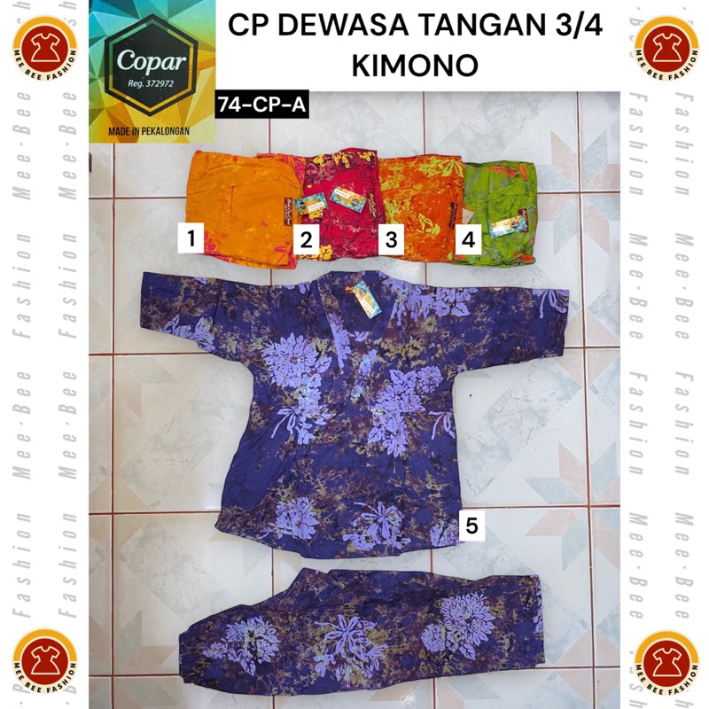 Batik Cap Copar -- Setelan CP Dewasa 3/4 Kimono