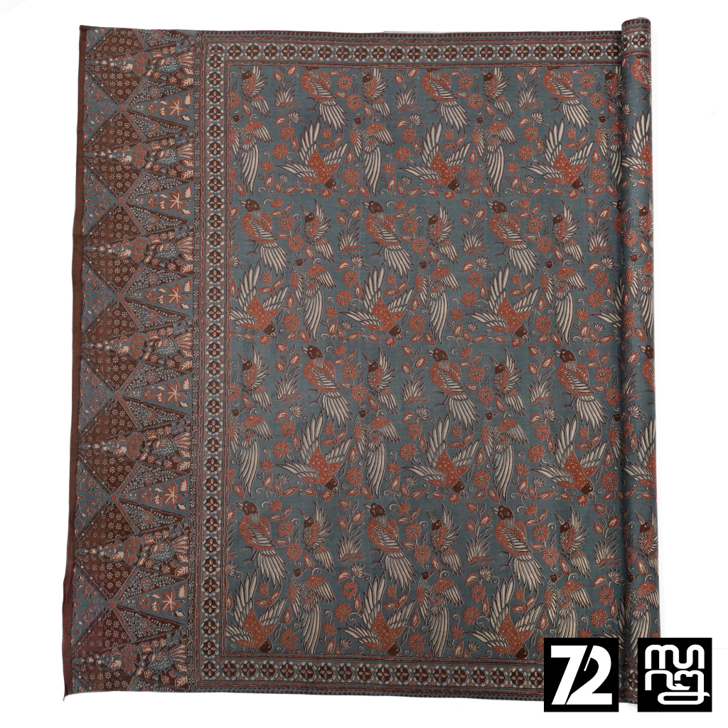 KAIN BATIK PREMIUM Bahan Katun Motif Burung Taman Warna Abu Grey Gray 721560 Cap 72 Jarik Jarit Samping Kebat Panjang Batik Katun Modern Premium Bahan Seragam Batik Pernikahan Kantor Keluarga Murah Kamen Jadi Batik Bali Lembaran