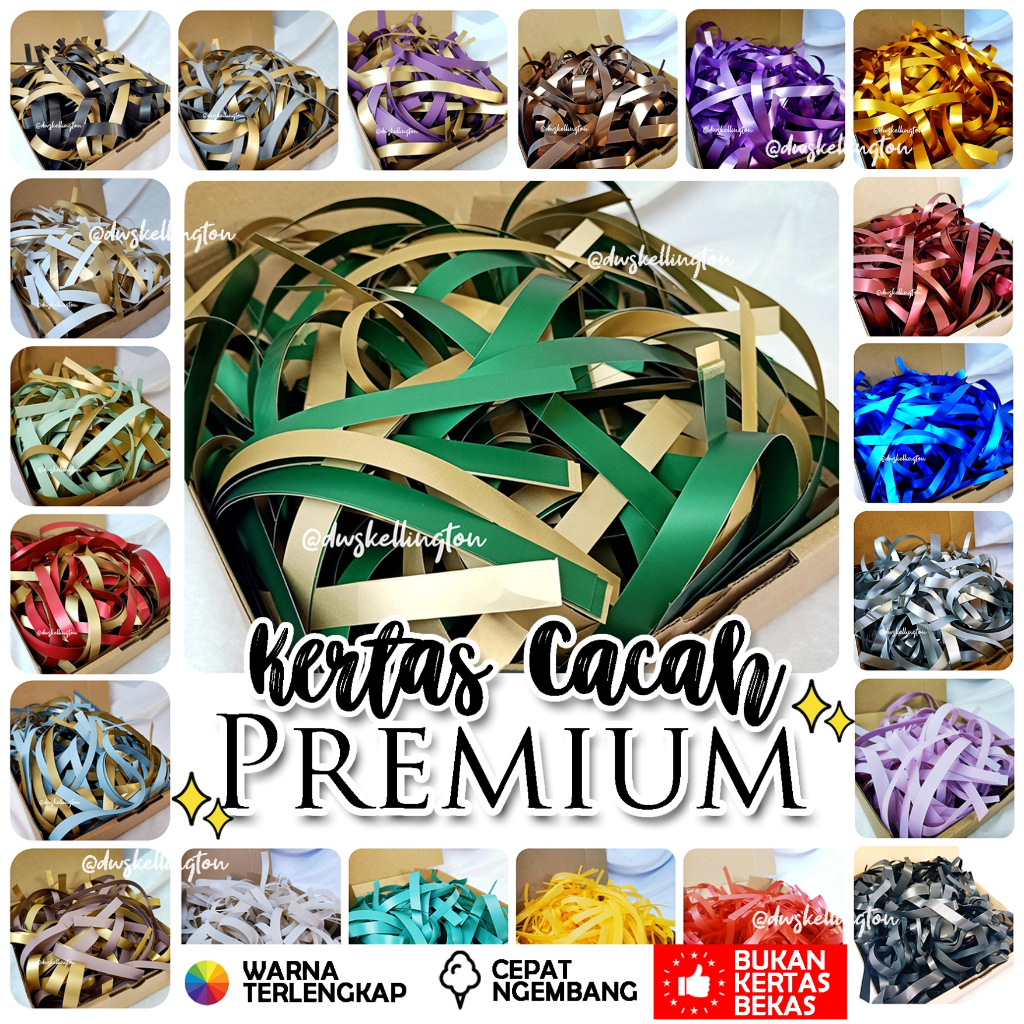 

Shredded Paper Kertas Cacah PREMIUM Hiasan Serut Potong Hampers Hiasan Dekorasi Parsel Matte Metallic Gold