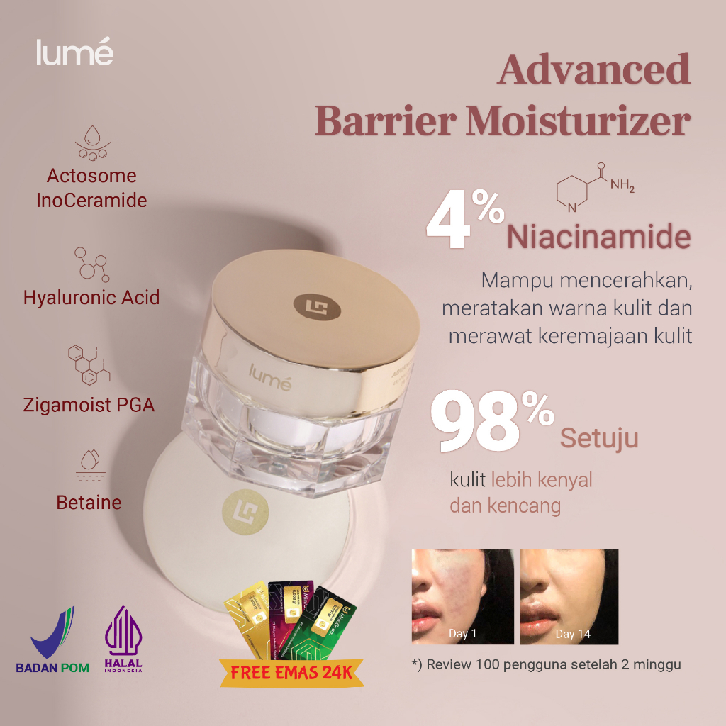 (Free Emas 24K) LUME Advanced Barrier Moisturizer Skincare Pelembab Skin Barrier