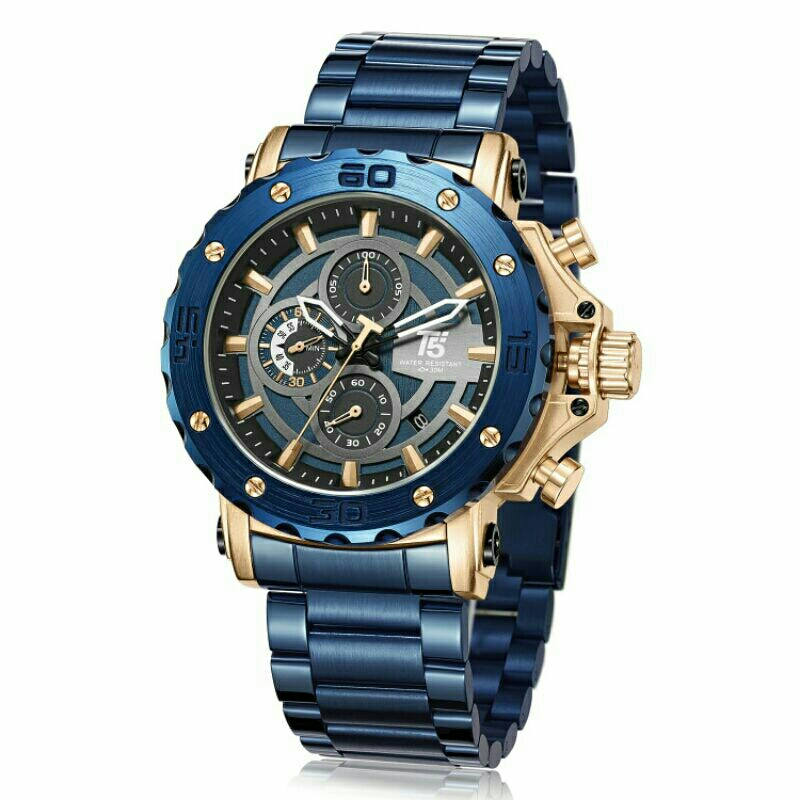 Jam Tangan Pria T5 H 3702G Water Resistant Original