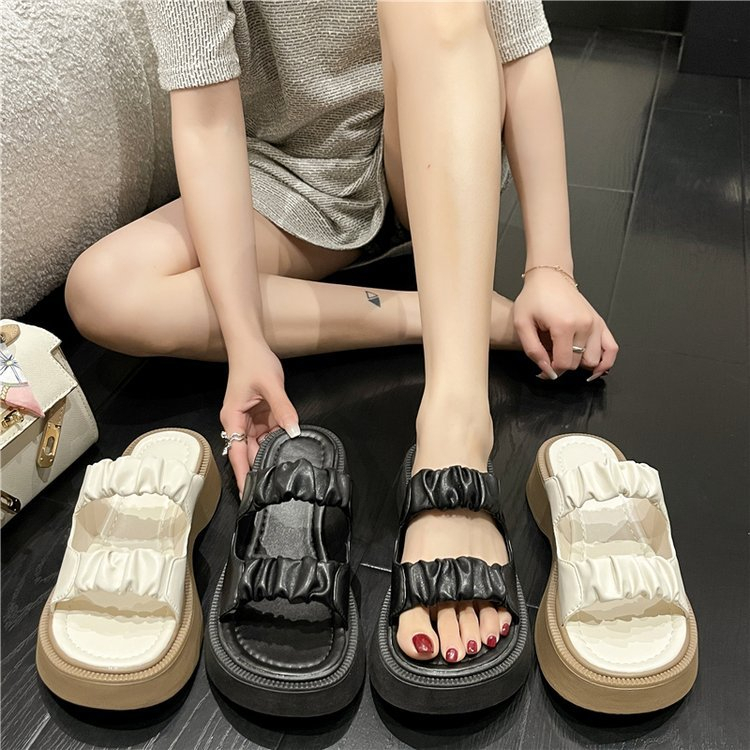 COD POS 453 Sandal Wedges Korea Wanita Design Model Terbaru Hak Tebal Wedges Tebal