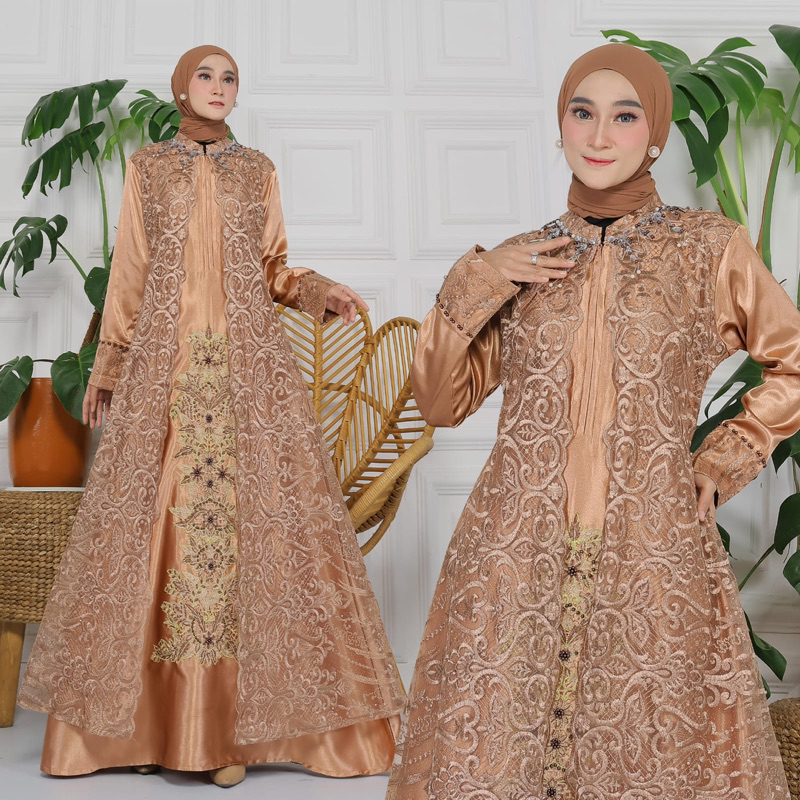 GAMIS SATIN KRISTAL BORDIR TERBARU 2023 / gamis kristal terlaris / gamis kristal terbaru