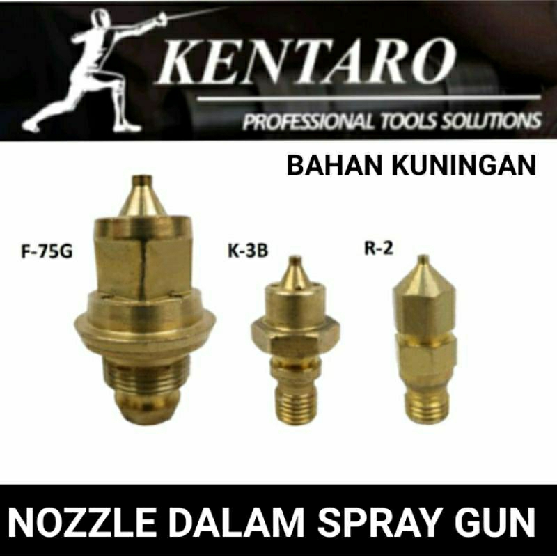 mata nozzle dalam spray gun / semprotan cat 100% kuningan kentaro japan quality