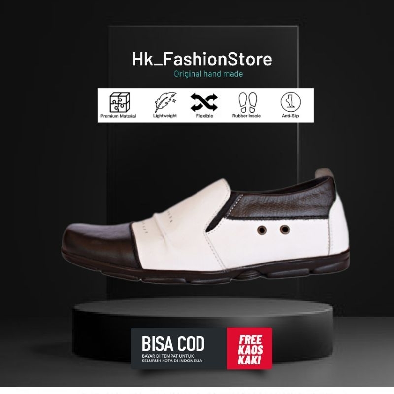 Sepatu kasual pria Slip On  Crocodile formal kerja pantofel kulit asli original terlaris