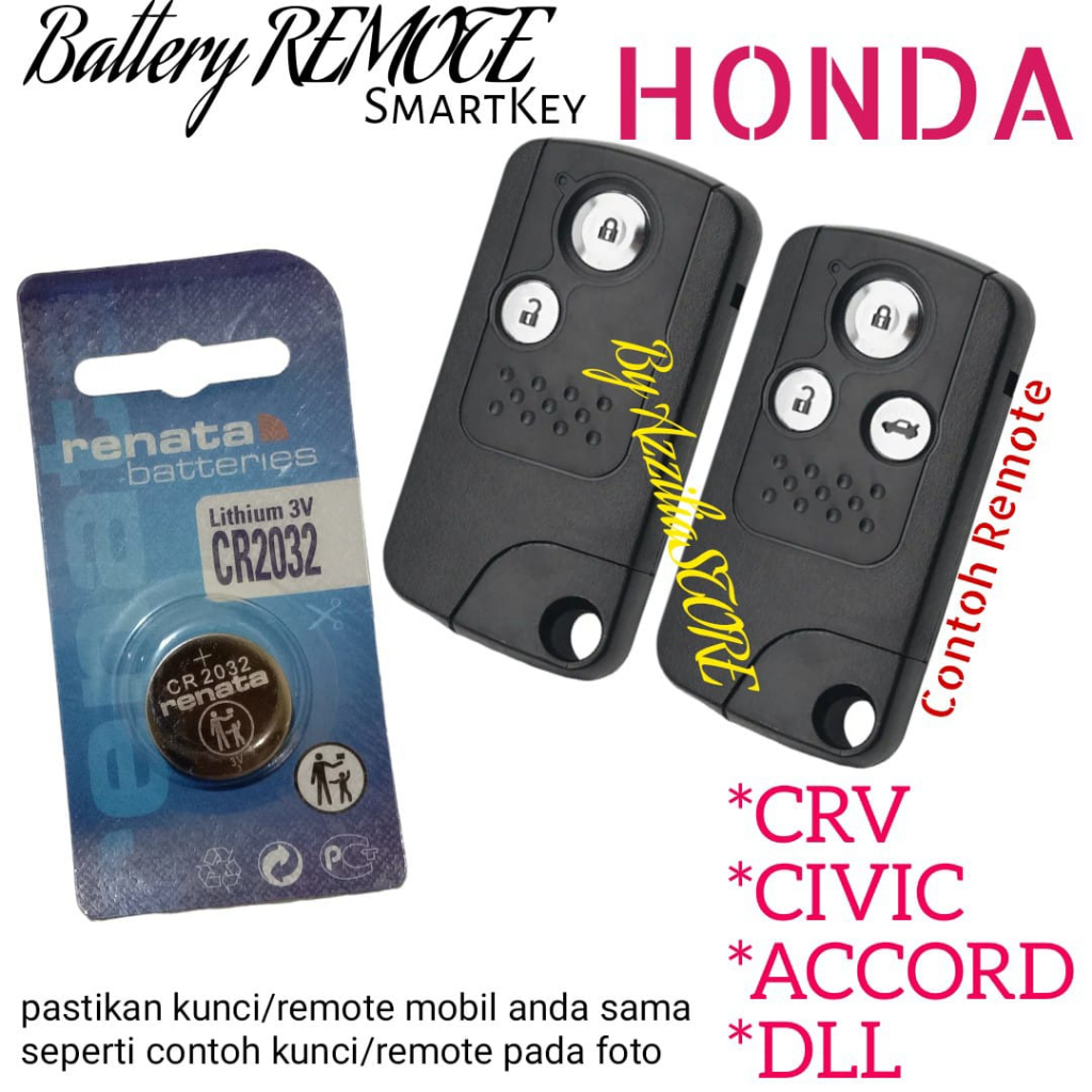 Baterai Battery Batre Batrai Batere Untuk Remote Remot Keyless Smart Key Smartkey Kunci Mobil Honda 