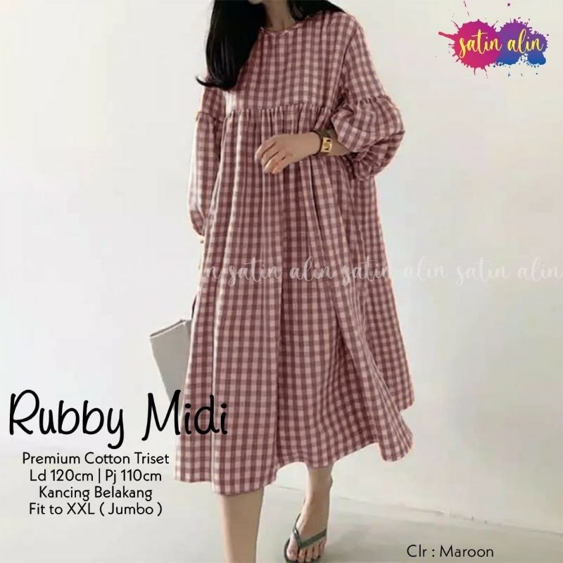 dress wanita rubby midi by Satin alin