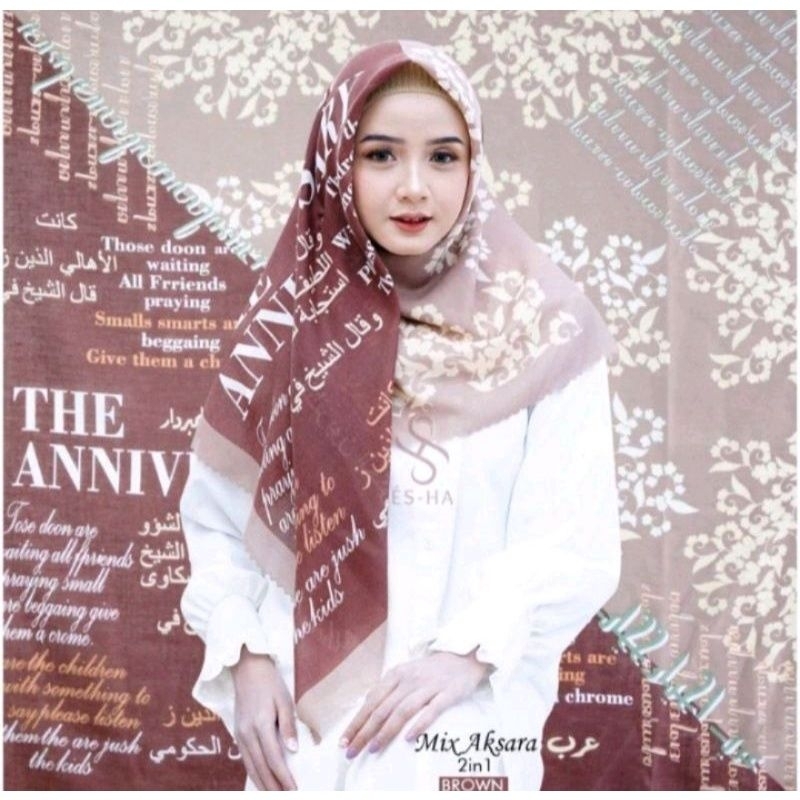 KERUDUNG SEGI EMPAT HIJAB JILBAB MOTIF ARAB ANNIVERSARY PREMIUM