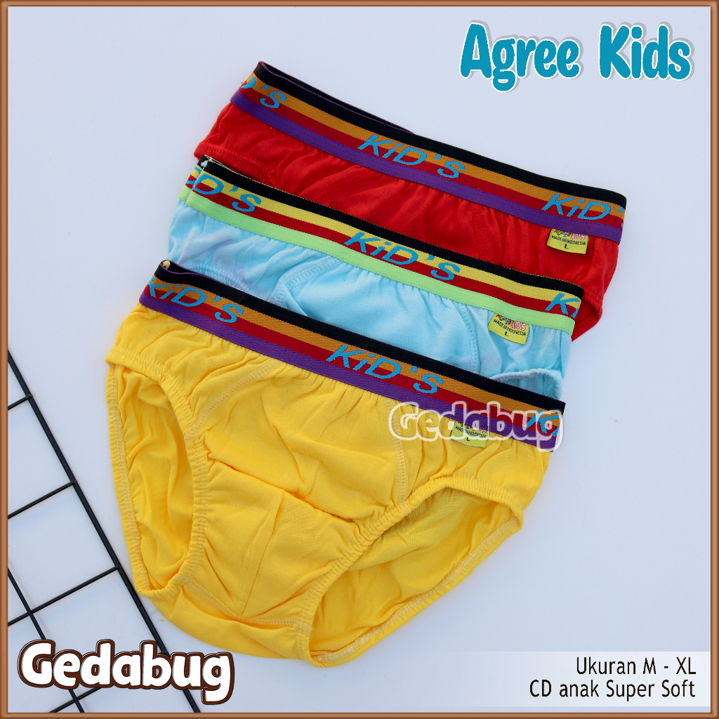 3 Pcs - CD Anak Agree Kids AG 101 /  Cd Anak Karet Boxer Size M - XXL | Gedabug