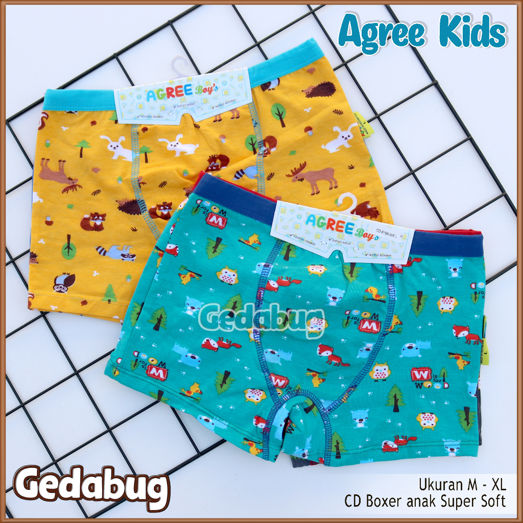 2 Pcs - CD Anak Cowok Agree 6166 Warna / Celana Dalam Anak Cowok Agree boxer | Gedabug