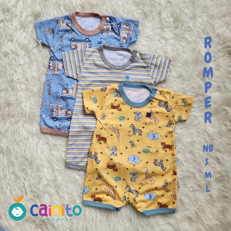 3pc- cainito romper bayi new born premium motif terbaru cainito- Jumper pendek cainito - bodysuit bayi baru lahir