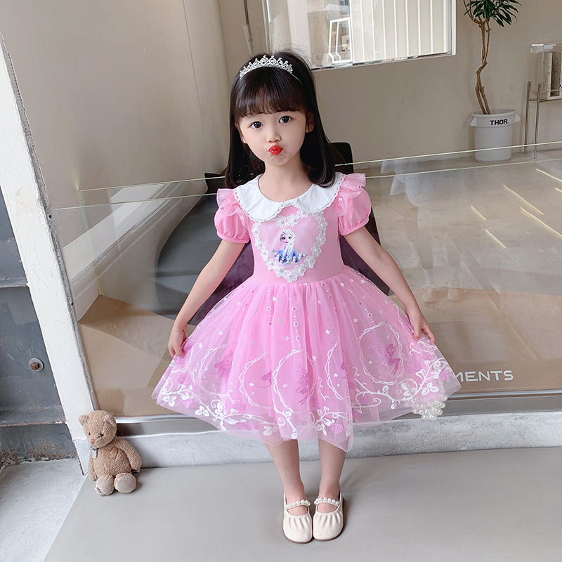 3-10 thn Summer Girls Frozen Elsa Putri Dress Anak Tutu Dress Bunga Kasual Elegan dress frozen anak