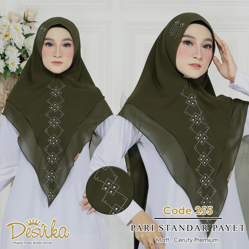 hijab instan DC 255 by desvica|hijab ceruty|hijab Payet|hijab Khimar 2 layer|harga pari jumbo|hijab 