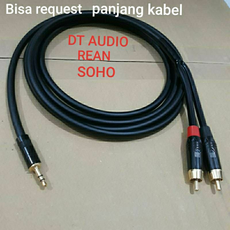 Kabel DT Audio 2 meter jack akai TRS 3,5 mm to 2 RCA