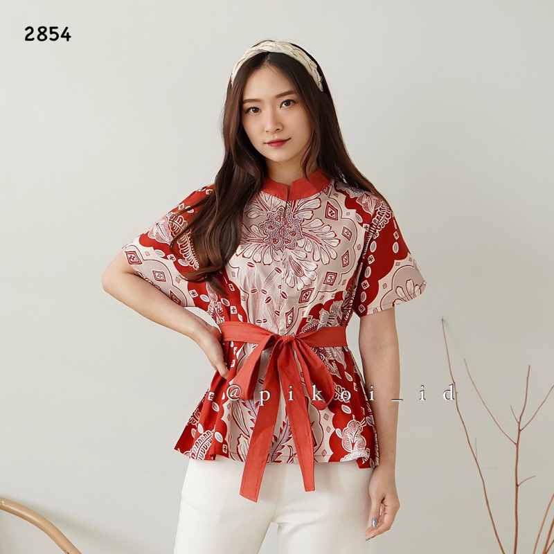 Atasan batik murah / blouse batik lengan pendek / blouse batik ikat cantik / blouse batik kanto 2854