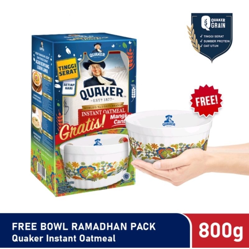 

Quaker Instant Oatmeal 800 Gram Free Bowl