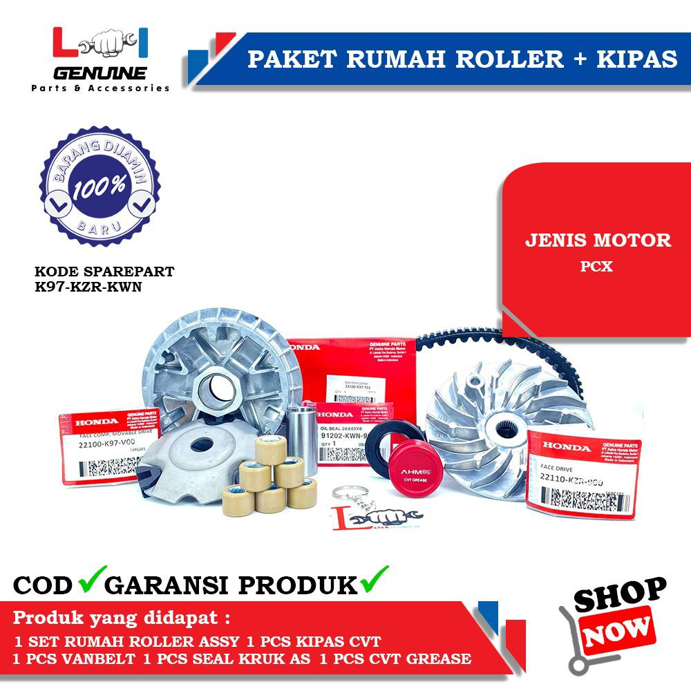 -LOI- PAKET RUMAH ROLLER SET VANBELT PCX 150, PCX 160 &amp; KIPAS ROLLER PCX 150, PCX 160