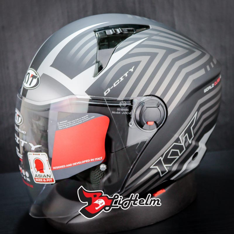 KYT HELM D-CITY | LUCENT MATT BLACK SILVER | DCITY DOUBLE VISOR