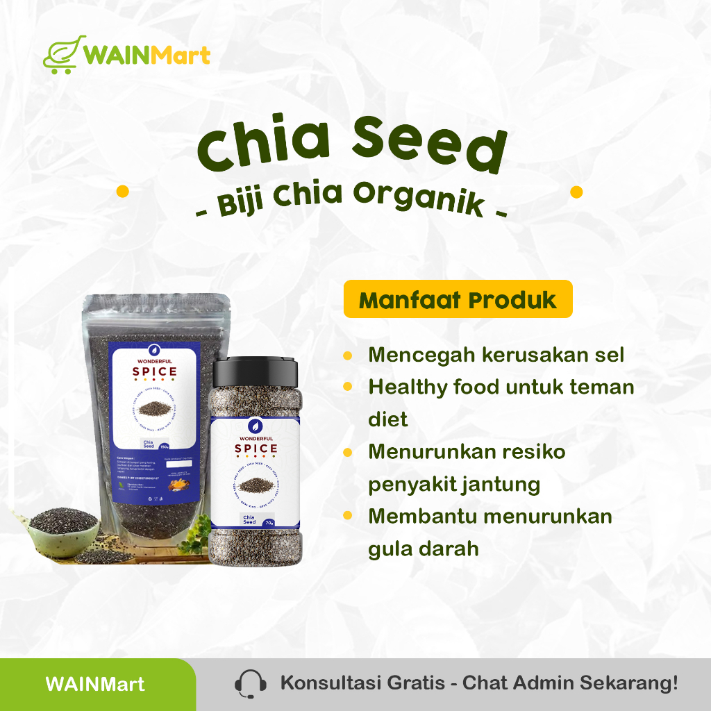 Wainmart Organic Chia Seed Premium Biji Chia Seed Diet Sehat