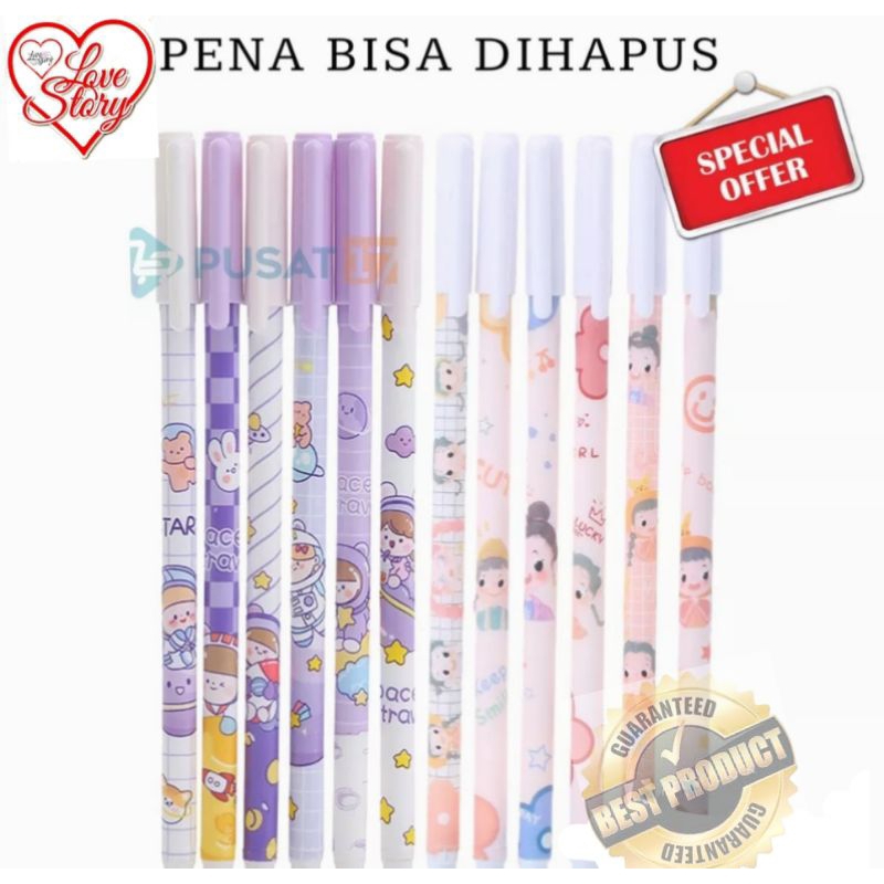 LOVE STORY PULPEN PENA BISA DIHAPUS KARAKTER LUCU / PENA AJAIB PULPEN ALAT TULIS SERBAGUNA / ERASABLE PEN